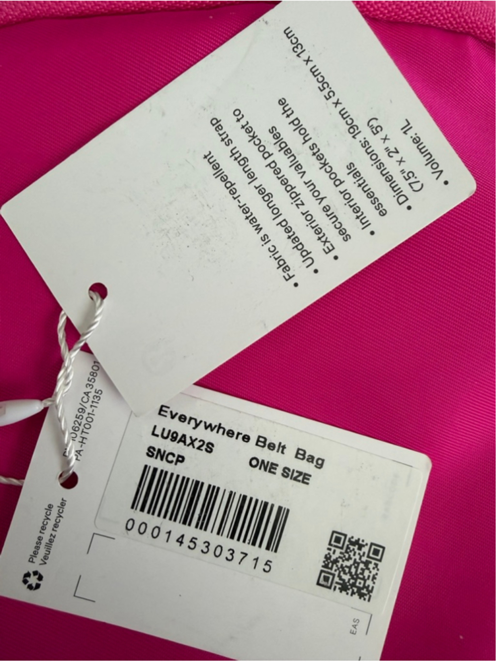 NWT Lululemon Everywhere Belt Bag 1L - Neon Sonic Pink - Crossbody - Picture 2 of 6